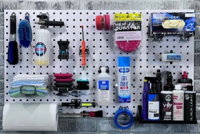 Image showing  24 W x 42 H x 9/16 D in. White Epoxy, 18 ga. Steel Square Hole Pegboards with 63 pc. Lochook Assortment