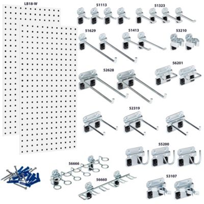 Image showing  Square Hole Pegboard and Locking Hook Organizer Wall System