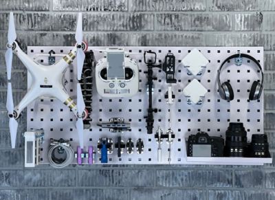 Image showing  Square Hole Pegboard and Locking Hook Organizer Wall System