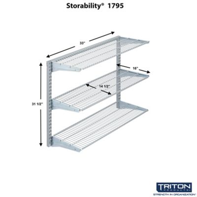 Image showing  33 in. x 31.5 in. Wall Mount Shelving Unit with 3 Steel Wire Shelves & Mounting Hardware, 1795