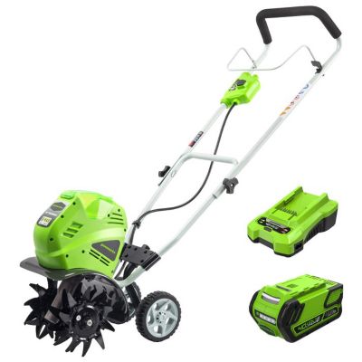 Greenworks 40V 10-in. Cordless Battery Cultivator, Forward Rotating Front Tine Tiller, 4.0 Ah Battery & Charger