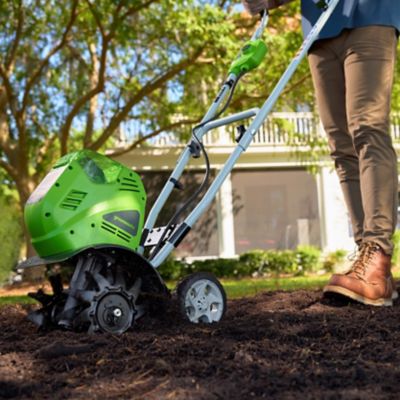 Image showing  40V 10-in. Cordless Battery Cultivator, Forward Rotating Front Tine Tiller, 4.0 Ah Battery & Charger