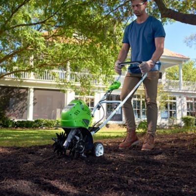 Image showing 5 th Greenworks 40V 10-in. Cordless Battery Cultivator, Forward Rotating Front Tine Tiller, 4.0 Ah Battery & Charger
