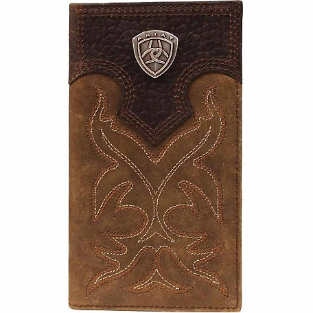 Ariat Distressed Leather Rodeo Wallet with Stitching and Concho