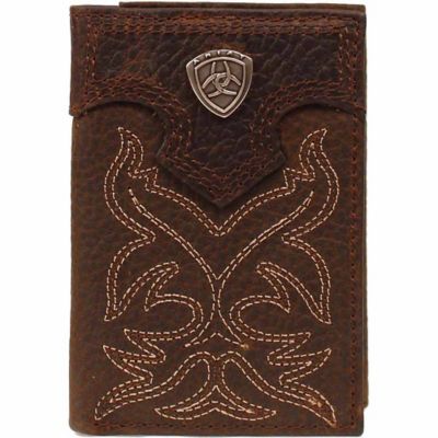 Ariat Leather Trifold Wallet with Stitching