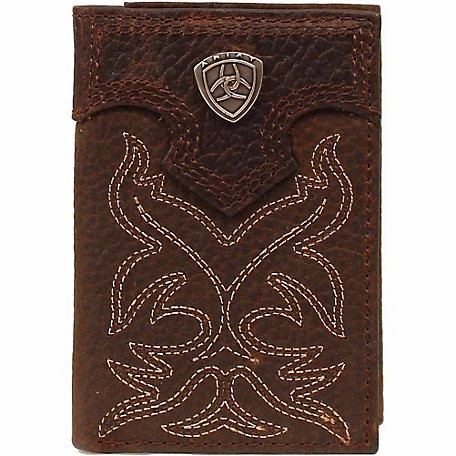 Ariat Leather Trifold Wallet with Stitching