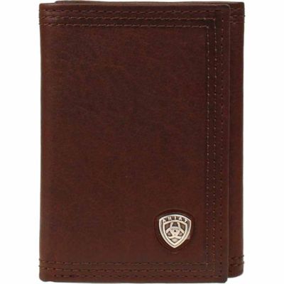 Ariat Leather Trifold Wallet with Concho