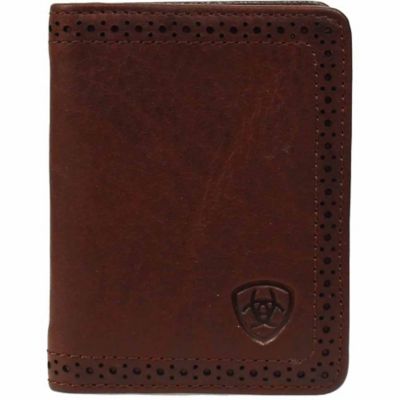 Ariat Leather Bifold Flip-Case Wallet with Embossed Shield
