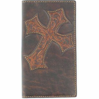 Nocona Embossed Cross Distressed Leather Rodeo Wallet