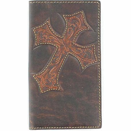 Nocona Embossed Cross Distressed Leather Rodeo Wallet