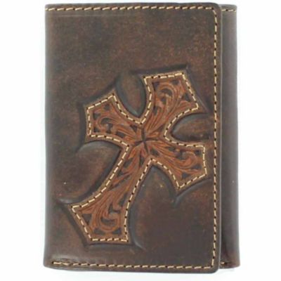 Nocona Embossed Cross Distressed Leather Trifold Wallet When I noticed what bad shape my husband's tri fold wallet was in I started looking for a replacement