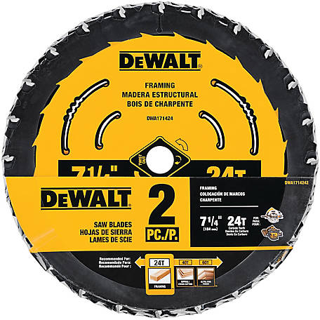 DeWALT 7-1/4 in. 24 Tooth Circle Saw Blades, 2-Pack