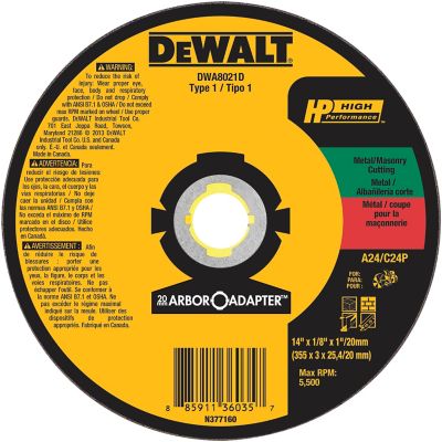 DeWALT 14 in. x 1 8 in. x 1 in. A24 C24P High Speed Metal Concrete Cutting Wheel Thin 0.045 in. Wheel Design at Tractor Supply Co