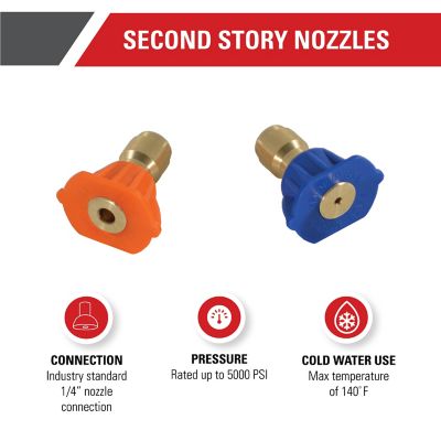 Image showing  5,000 PSI Second Story Pressure Washer Nozzles, for Most Gas Pressure Washers with Quick-Connect Spray Wands