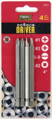 Mibro 4 in. Screwdriver Bit Set, 4 pc.