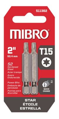 Image showing  2 in. T15 Star Screwdriver Bits, 2 pc.