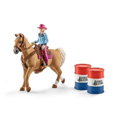 Schleich 6 pc. Barrel Racing with Cowgirl Playset