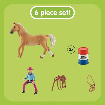 NEW Schleich North America Barrel Racing with Cowgirl Playset FREE SHIPPING 
