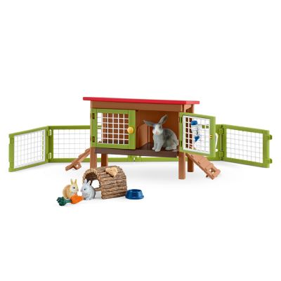 Schleich Rabbit Hutch with Rabbits and Feed Playset