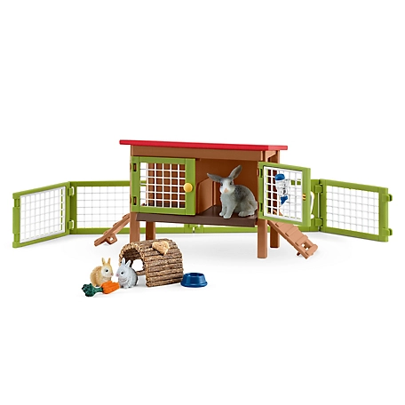 Schleich Rabbit Hutch with Rabbits and Feed Playset