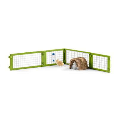Image showing  8 pc. Rabbit Hutch with Rabbits and Feed Playset