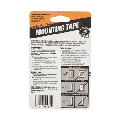 Holds up to 30LB Gorilla Tape 6055001 HEAVY DUTY Mounting Tape 