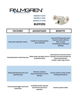 Image showing  6 in. Dia 5.0/2.5 A Buffer, 19-3/4 in. L, 120/240V, 3450 RPM, Fits the 9670101 Tool Stand