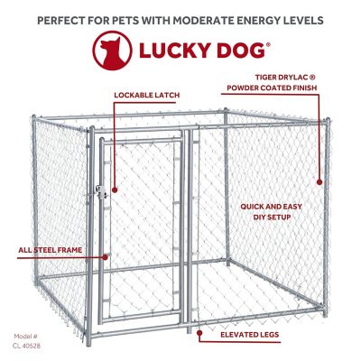Image showing  4 ft. x 5 ft. x 10 ft. Galvanized Chain Link Dog Kennel Kit