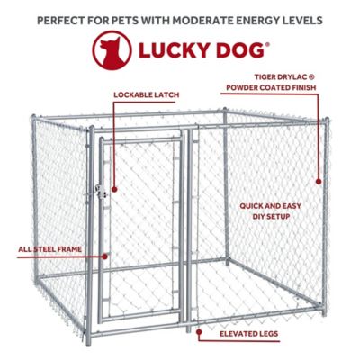 Image showing  6 ft. x 5 ft. x 15 ft. Penthouse Chain Link Dog Kennel DIY Kit