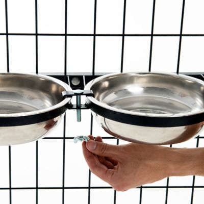 Image showing  Elevated Fixed Position Stainless Steel Pet Double Diner with 2 Bowls, 8.5 Cups
