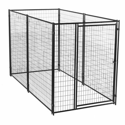 Lucky Dog 6 ft. x 5 ft. x 10 ft. Black Modular Welded Wire Dog Kennel, Black