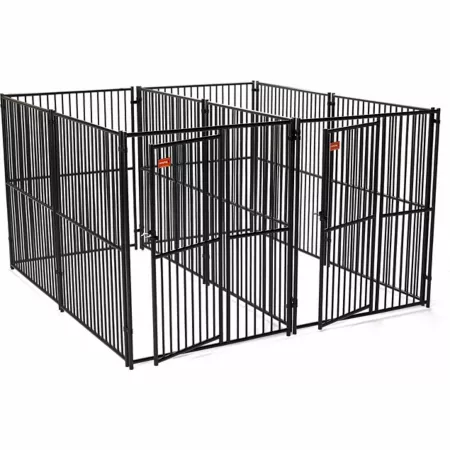 Lucky Dog 6' x 5' x 10' European Style 2-Strand Welded Wire Dog Kennel with Common Wall Dog Kennels