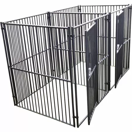 Lucky Dog 6' x 5' x 5' European Style 2-Strand Welded Wire Dog Kennel with Common Wall Dog Kennels