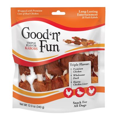 Good 'N Fun Triple Flavor Kabobs Rawhide Dog Treats, 18 ct.