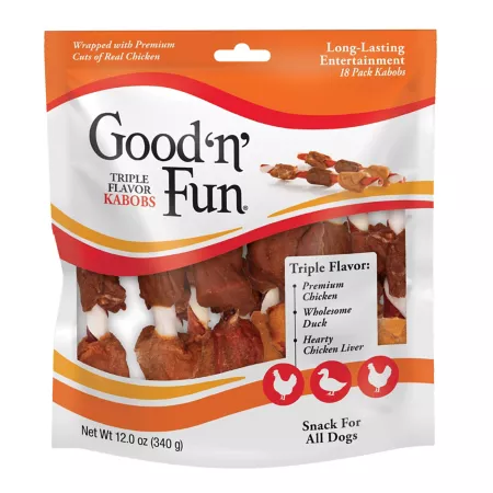 Good 'N Fun Kabobs Triple Flavor Rawhide Dog Treats 18 ct Dog Jerky Treats