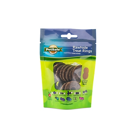 PetSafe Busy Buddy Rawhide Treat Ring Refills, Peanut Butter Flavor, Small