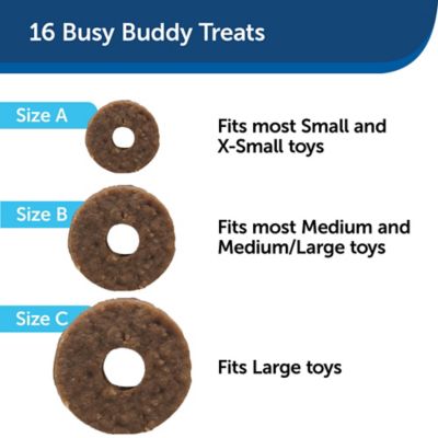 Size B Rings Medium 16 Rings Peanut Butter Flavor PetSafe Rawhide Treat Rings for Busy Buddy Dog Toys