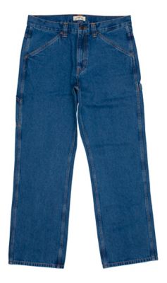 Blue Mountain Relaxed Fit Mid-Rise Denim Utility Jeans Excellent priced decent quality, if you’re going to work in your subjecting your clothing to stains and spills in concrete this is the way to go!