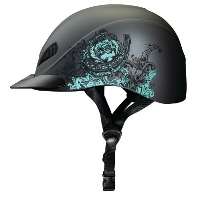 Image showing  Rebel Riding Helmet, Turquoise Rose, Large