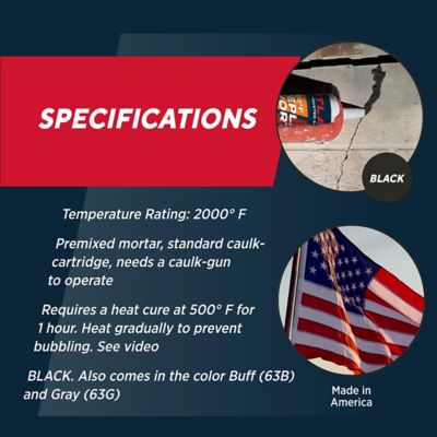 Image showing  Fireplace Mortar, Black, 10.3 oz. Cartridge