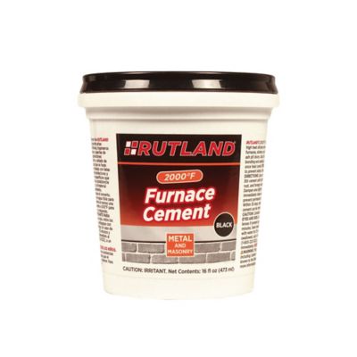 Rutland Furnace Cement, Black, 16 oz. Tub