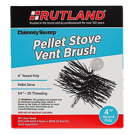 Rutland 4 in. Round Pellet Stove Brush, 1/4 in.-20 Thread