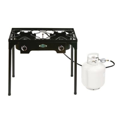 Stansport 2-Burner Outdoor Propane Camp Stove with Stand at