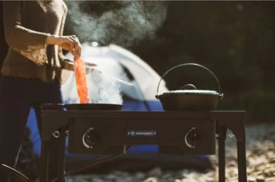 Image showing 5 th Stansport 2-Burner Propane Gas Outdoor Camp Stove with Stand, 35,000 BTUs