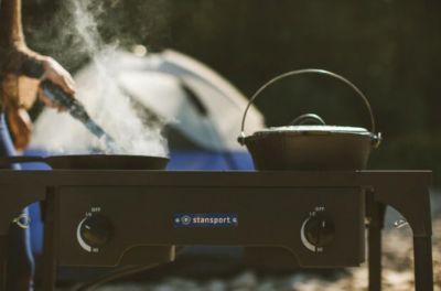 Image showing 6 th Stansport 2-Burner Propane Gas Outdoor Camp Stove with Stand, 35,000 BTUs