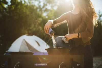 Image showing 7 th Stansport 2-Burner Propane Gas Outdoor Camp Stove with Stand, 35,000 BTUs