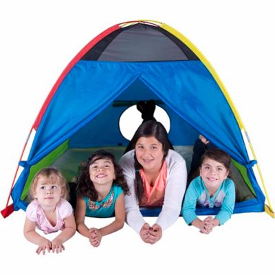 Pacific Play Tents Super Duper 4 Kid Play Tent, Blue/Green/Red/Yellow, 58 in. L x 58 in. W x 46 in. H