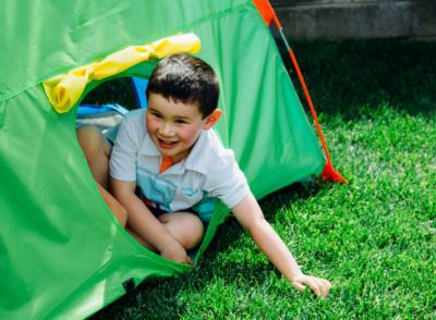 Image showing 5 th Pacific Play Tents Super Duper 4 Kid Play Tent, Blue/Green/Red/Yellow, 58 in. L x 58 in. W x 46 in. H