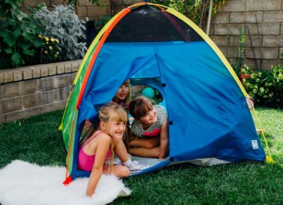 Image showing 6 th Pacific Play Tents Super Duper 4 Kid Play Tent, Blue/Green/Red/Yellow, 58 in. L x 58 in. W x 46 in. H