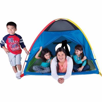 Image showing 7 th Pacific Play Tents Super Duper 4 Kid Play Tent, Blue/Green/Red/Yellow, 58 in. L x 58 in. W x 46 in. H